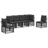 vidaXL Set de canapele de exterior cu pernă 6 pcs Negru Poliester 3437429