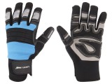 Manusi de protectie Lahti Pro, negru/albastru, marimea 11, constructie intarita, material plastic si microfibra, CE, EN 420