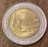 C50 - Moneda foarte veche - Italia - 500 lire - 1985