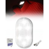 Mini LED Interior Auto Salestore.ro&reg; &ndash; 5x3cm, Re&icirc;ncărcabilă USB, Senzor, 120mAh, Lumină Albă, Noptieră, Bibliotecă