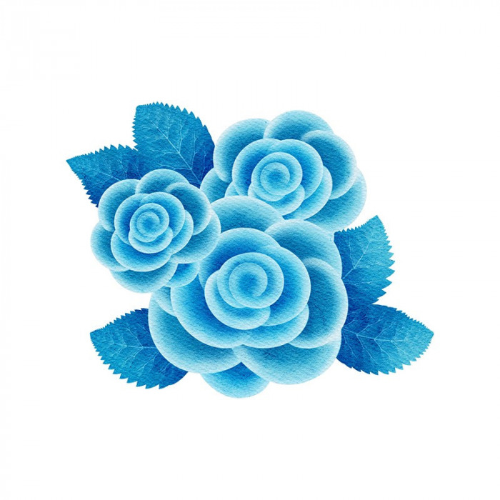 Sticker decorativ Trandafir, Albastru, 44 cm, 3435ST
