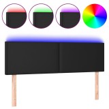 Cumpara ieftin Tablie de pat cu LED, negru, 144x5x78/88 cm, piele ecologica