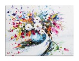 Cumpara ieftin Tablou 3D cu flori pictat manual living, dormitor, Ikebana, 80x60cm ulei pe panza in cutit, Valentin Pop