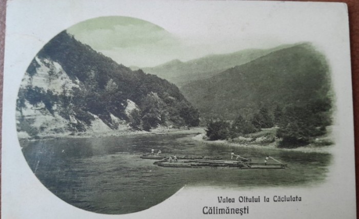 Carte postala, Valea Oltului la Caciulata, 1927
