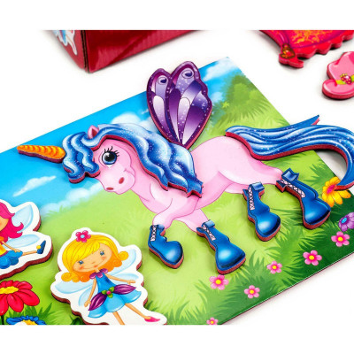 Joc Magnetic Zane si Unicorni Roter Kafer, 28 piese, 3 - 5 ani, Multicolor foto