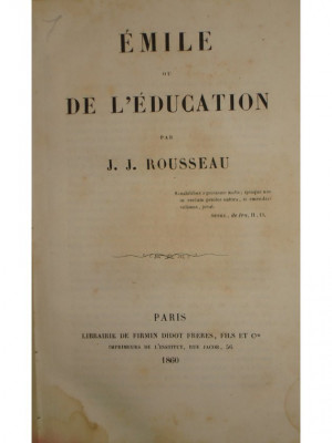 J. J. Rousseau - Emile ou de l&amp;#039;education (1860) foto