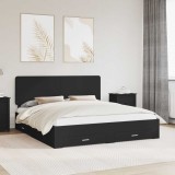 vidaXL Cadru de pat cu headboard Negru 200 x 200 cm Lemn compozit 3412743