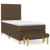 Cumpara ieftin Pat box spring cu saltea, maro inchis, 100x200 cm, textil