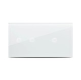Panou dublu sticlă albă 1T+1T Pulsar Touch NS pentru &icirc;ntrerupătoare, design minimalist securizat 4 mm, ideal decor modern, montaj &icirc;ncastrat rapid
