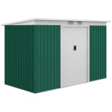 Casuta/magazie/sopron de gradina pentru depozitare unelte, otel, verde, 280x130x172 cm