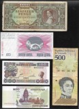 Set 5 bancnote de prin lume adunate (cele din imagini) #398, America Centrala si de Sud