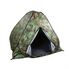 Cort camping pentru 4 persoane, 200 x 200 x 130 cm, cu husa, impermeabil, model camuflaj
