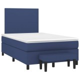 Cumpara ieftin Pat box spring cu saltea, albastru, 120x190 cm, material textil