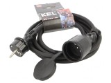 Prelungitor negru 3m 16A 3x2,5mm2 1 priză, KEL