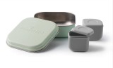 Set cutie cu 2 silipods pentru mancare bebelusi miniware grow bento, 3 piese, keylime+grey