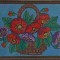 TABLOU TEXTIL CUSUT, TIP GOBLEN. COS CU FLORI-239908