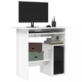 Birou, alb extralucios, 80x45x74 cm, lemn prelucrat