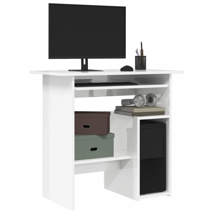 vidaXL Birou, alb extralucios, 80 x 45 x 74 cm, PAL