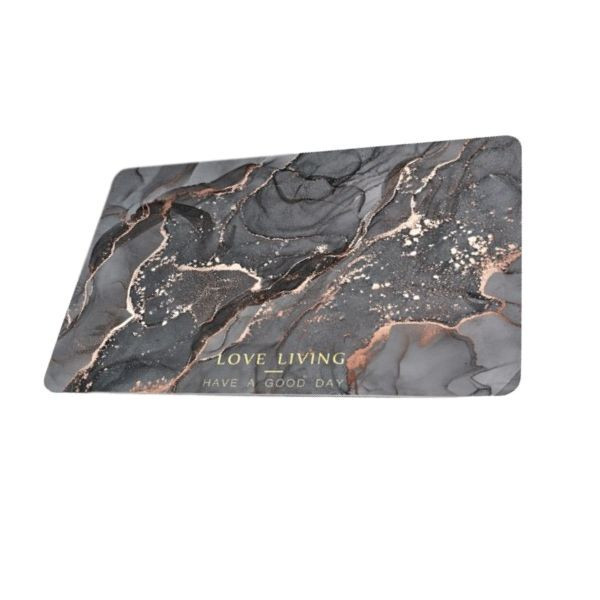 Covoras pentru baie Love Living ultra absorbant, anti-alunecare, material Diaton, Model Marmura Lux , 40 x 60 cm, Black