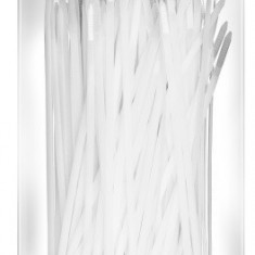 Set 100 Buc Coliere Fasete Plastic Albe Tecmaxx 4,8X250MM 14-214