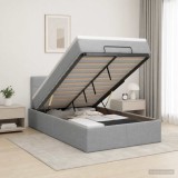 Cumpara ieftin Pat Ottoman cu Saltea si LED Gri deschis 120 x 200 cm Tesatura