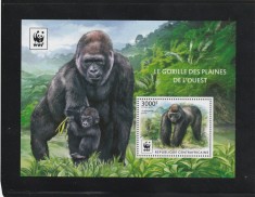 Republica Centrafricana 2015-WWF,Fauna,Gorila,Colita dant.,MNH,Mi.Bl.1309 foto