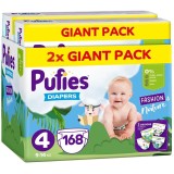Scutece Pufies Fashion&amp;amp;Nature, Marimea 4, Giant Pack, 9-14 kg 168 buc