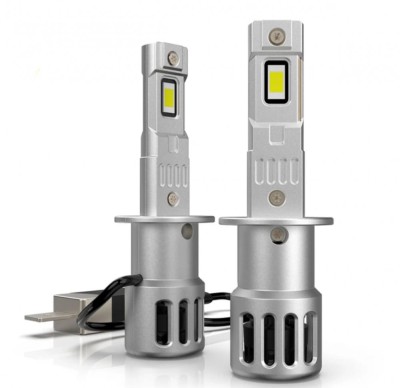 Set 2 becuri LED H3, 55W, Canbus PRO AutoREY&amp;reg; lumina alb-rece, 25.000 Lumeni, Ventilator inclus foto