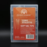 Cumpara ieftin Set tipsuri din gel, 240 bucati, 12 marimi, forma lung stileto