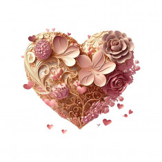 Sticker decorativ Inima Vintage, Roz, 53 cm, 3788ST