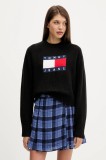 Tommy Jeans pulover din amestec de l&acirc;nă culoarea negru, light, DW0DW21782