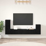 vidaXL Dulap pentru TV pe Perete 4 pcs Stejar negru Lemn compozit