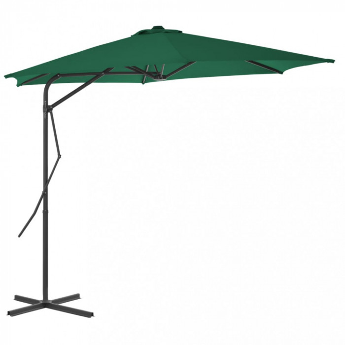 Umbrela soare de exterior cu stalp din otel, verde, 300 cm GartenMobel Dekor