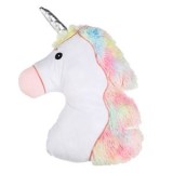 Pernă decorativă formă de unicorn, albă, cu coamă colorată, 33x45cm, CMCLASS