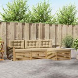 vidaXL Set de canapele de exterior cu pernă 4 pcs Alb și Bej Poliester 3390298