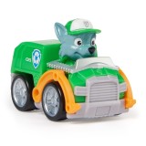 Patrula Catelusilor Pup Squad Racers - Rocky, Vehicul cu Figurina, Jucarie Copii, Film Patrula Catelusilor