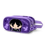 Penar 3D Wednesday Chibi, 2 Compartimente, IdeallStore&reg;, 22x9.5x8 cm, Fermoar, Multicolor, Poliester, Penar Scoala