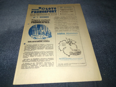 REVISTA PROGRAMUL LOTO PRONOSPORT 29 OCTOMBRIE 1985 foto