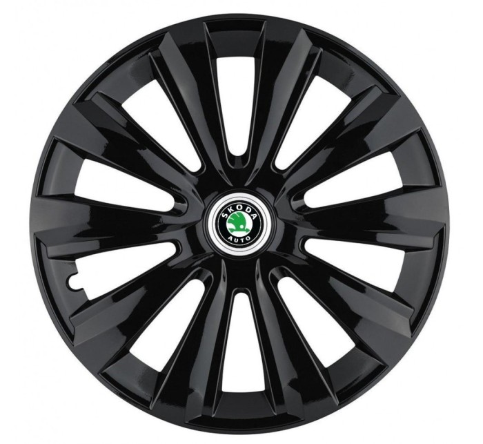 Set 4 Capace Roti, potrivite jantelor de R16, pentru Skoda, model Delta Negru