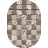 Covor Oval Model Fashion 32018-120, Marime 80 x 150 cm, Crem, Maro, Inaltime Fir 12 mm, Antialergic, Polipropilena, Living, Dormitor, Sufragerie, Biro