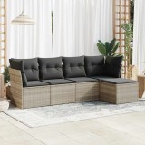 VidaXL Set canapele de grădină cu perne, 5 piese gri deschis poliratan 3325268