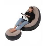 Fotoliu gonflabil cu taburet pentru picioare, relaxare in spatiile interioare sau exterioare, cu pompa inclusa