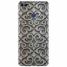 Husa silicon pentru Huawei Y9 2018, Baroque Silver Pattern