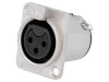 Conector XLR Mama 3 Pini Amphenol cu Buton pentru Panou, 15A, 133V, Aliaj Zinc