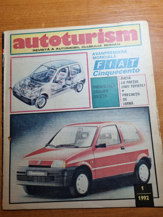 autoturism ianuarie 1992-art. fiat cinquecento,senna,renault x-06,dacia 1300