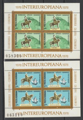 ROMANIA 1978 COLABORAREA INTEREUROPEANA set 2 Blocuri LP.957a MNH** foto