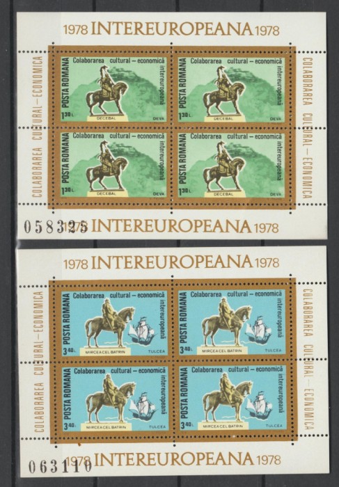 ROMANIA 1978 COLABORAREA INTEREUROPEANA set 2 Blocuri LP.957a MNH**
