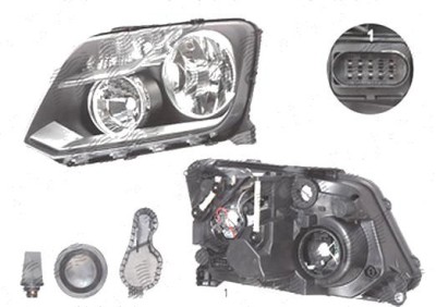 Far Vw Amarok (N817), 01.2010-04.2012, Electric, tip bec H15+H7, omologare ECE, cu motor, 2H1941016D; 2H1941016F; 2H1941016H; 2H1941016K, Dreapta, ma foto