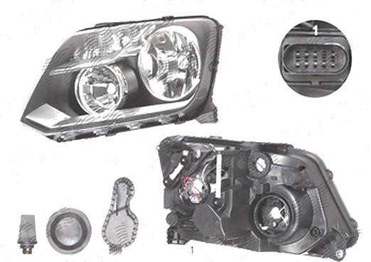 Far Vw Amarok (N817), 01.2010-04.2012, Electric, tip bec H15+H7, omologare ECE, cu motor, 2H1941016D; 2H1941016F; 2H1941016H; 2H1941016K, Dreapta, ma