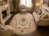 Cumpara ieftin Covor Oval Lotos 60 x 110 cm Bej Crem Antialergic Polipropilena Living Dormitor